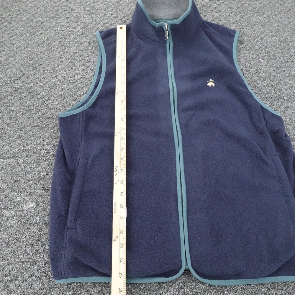 Brooks Brothers Fleece Vest Mens L Navy Blue Full Zip Golden Preppy Golf Casual - Picture 6 of 11
